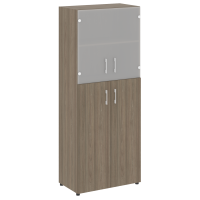 Шкаф высокий широкий (2 средних фасада ЛДСП + 2 низких фасада стекло) Yalta LT.ST-1.7 вяз благородный